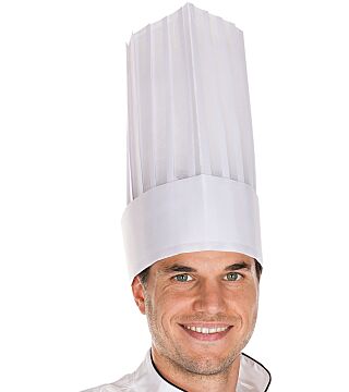 Hygostar czapka szefa kuchni 20cm "Le Chef" papier, ge. Fałdy, pot.