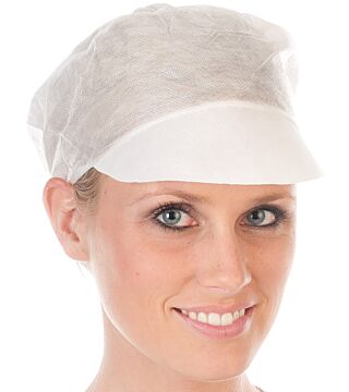 Hygostar peaked cap white, without hair protection PP, white, with elastic band
