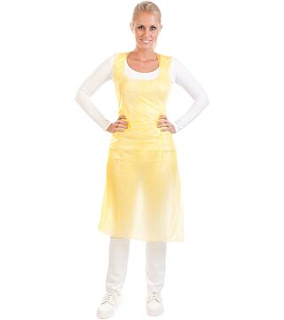 Hygostar LDPE apron, 16my, 120x70cm, yellow, smooth, on roll
