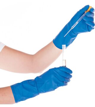 Hygostar latex glove HIGH RISK, blue, 28cm, powderfree