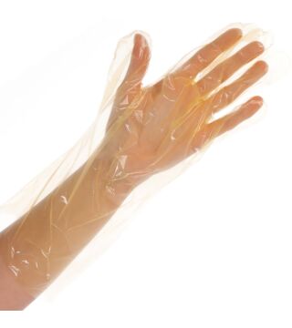 Hygostar LDPE glove, 38cm, yellow, smooth