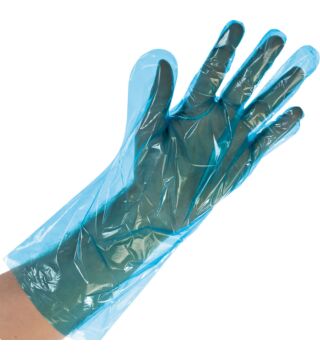 Hygostar LDPE glove, 38 cm blue, smooth