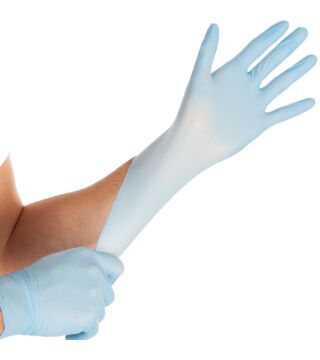 Rękawica nitrylowa Hygostar SAFE SUPER STRETCH, niebieski, bezpudrowa