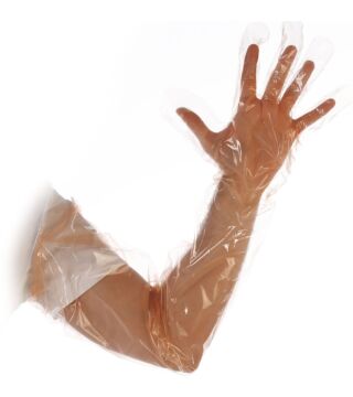 Hygostar LDPE gloves SOFTLINE EXTRA LANG, orange, smooth, 90 cm