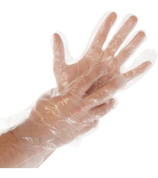 Hygostar LDPE gloves POLYCLASSIC SOFT, transparent, hammered