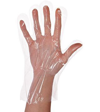 HDPE gloves Polyclassic Strong, hammered, transparent, size 9/L, dispenser box: 200 pcs.
