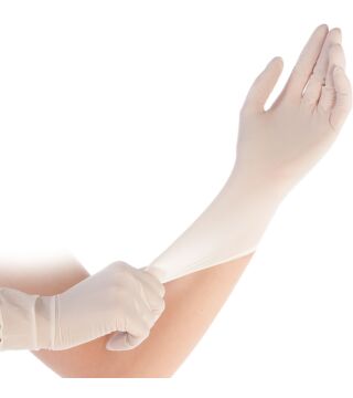 Hygostar latex glove MED GRIP, white, powderfree