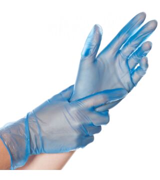 Rękawice WINYLOWE Hygostar CLASSIC, niebieskie pudrowane, niebieski