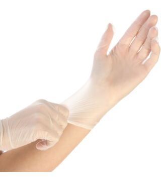 Rękawice WINYLOWE Hygostar CLASSIC pudrowane, biały