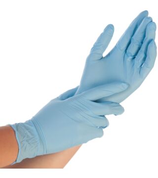 Rękawica nitrylowa Hygostar EXTRA SAFE, niebieski, bezpudrowa