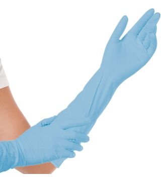 Hygostar nitrile glove EXTRA SAFE SUPERLONG, blue, 50cm, powderfree