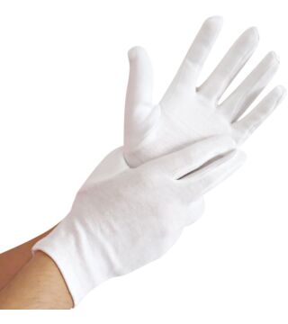 Hygostar cotton glove BLANC GEDOPPELT , double, white
