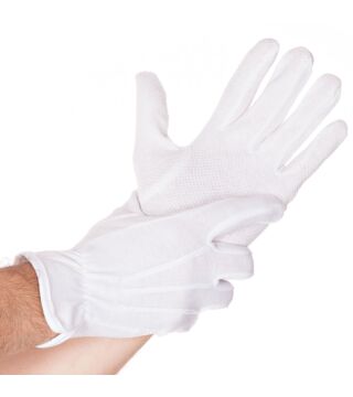 Hygostar cotton gloves TRICOT GRIP with PVC knobs, white