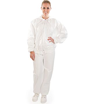 Hygostar jacket, Microporous, hood & zipper, white
