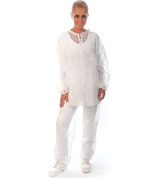 Hygostar jacket "Strong", PP, 30gr/m², white, zipper