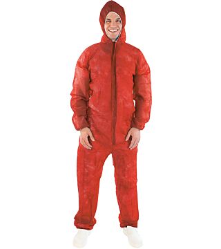 Hygonorm overall "Light", PP, red waist + arm rubber, hood