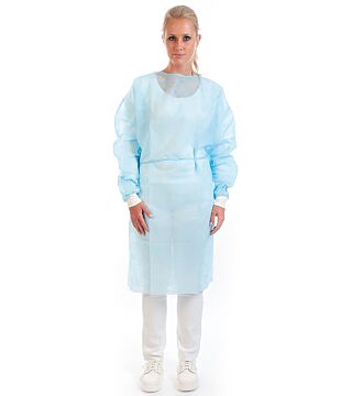 Hygostar surgical gown PP, waistband, blue 40gsm, 115 x 140cm