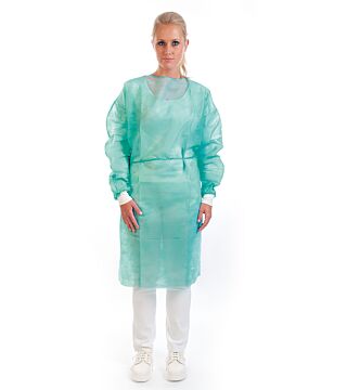 Hygonorm surgical gown SMS, cuffs, green, tie bands 22 gsm, 130 x 160cm