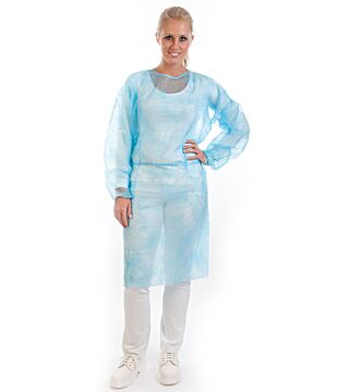 Hygostar surgical gown PP, blue, 140x150cm, arm elastic & waist band