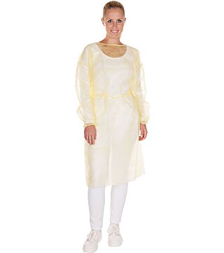 Hygostar surgical gown PP, yellow, 115x140cm, elastic sleeve & waist band