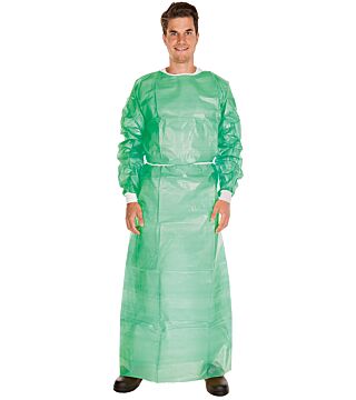 Hygostar surgical gown, PE partly laminated, green, 150x140 cm, size XL