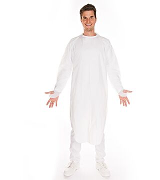 Hygonorm CPE examination gown, white, XL, economy pack with thumb hole
