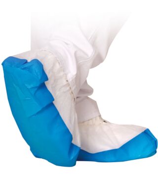 Hygostar overshoe "Safe" PP/CPE, white/blue 16,5x41cm