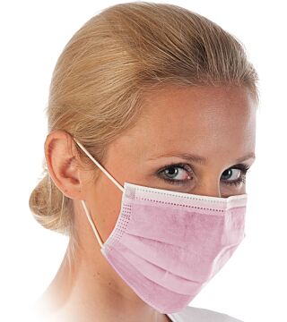 Hygostar face mask PP, pink, type II 3-layer, elastic bands