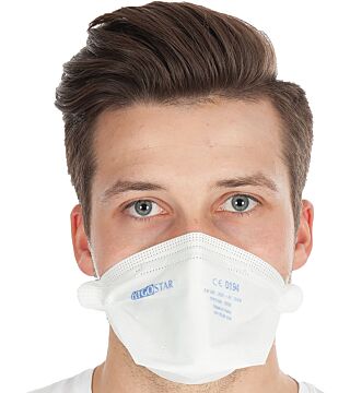 FFP3 protective mask, horizontal foldable, without valve, white, PU: 25 pieces
