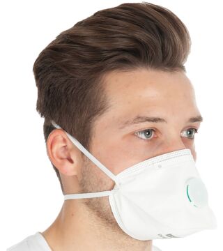 Hygostar FFP3 Schutzmaske, horizontal faltbar, mit Ventil und Nasenbügel, weiß, VPE: 20 Stück