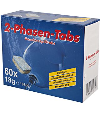 Dishwasher tabs 2in1, pH-value 10, cleaner and rinse aid, 60 pieces