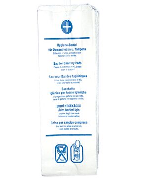 Hygostar paper hygiene bag, 29x12x4,5 cm, white, printed