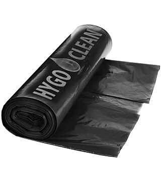 Sacchi per rifiuti HygoClean ECO, 700*1100mm, 120l, nero in LDPE, 25 pezzi, in rotolo, circa 33my