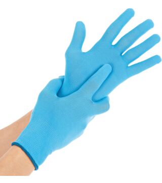 Hygostar fine knitted glove ALLFOOD without coating, light blue
