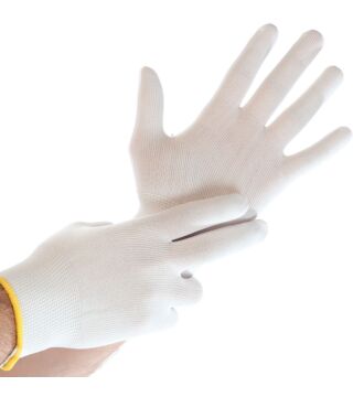 Rękawica z drobnej dzianiny Hygostar ULTRA FLEX bez powłoki, biały