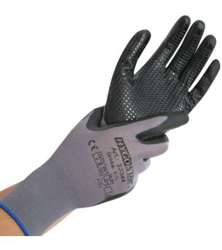Hygostar stretch knitted glove ERGO FLEX NOPPEN nitrile PU coating with nitrile nubs