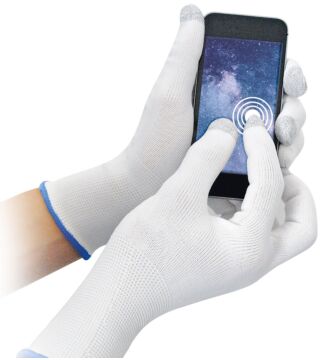 Hygostar Touchscreen Handschuh ULTRA FLEX TOUCH, weiß, ohne Beschichtung