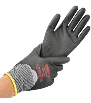 Hygostar cut protection glove CUT SAFE 3/4 PU coating, blackL, 3/4 dipped