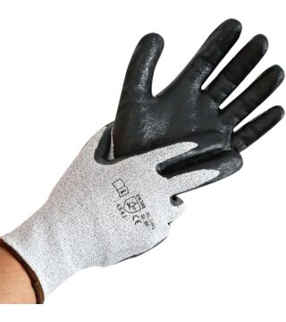 Hygostar Schnittschutz-Handschuh CUT CRAFT, schwarz,e Nitril-Beschichtung, grau