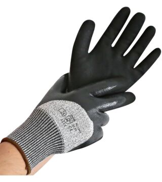 Hygostar Schnittschutz-Handschuh CUT DOUBLE DIPPED, schwarz,e doppelte Nitrilbeschichtung, grau
