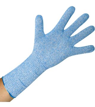 Hygostar cut protection glove, light, blue, glass fibre core, 10 gauge, food safe