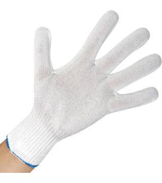Hygostar cut protection glove, white, glass fibre core, 10 gauge, food safe