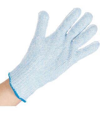 Hygostar cut protection glove, blue, stainless steel core, 7 gauge, food safe
