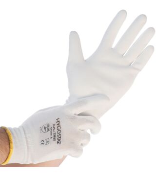Hygostar fine knitted glove ULTRA FLEX HAND PU coating, white