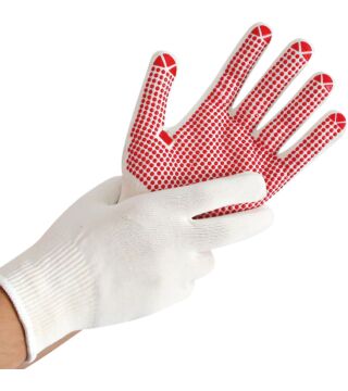 Hygostar polyamide cotton glove STRUCTA II RED, red PVC nubs, white