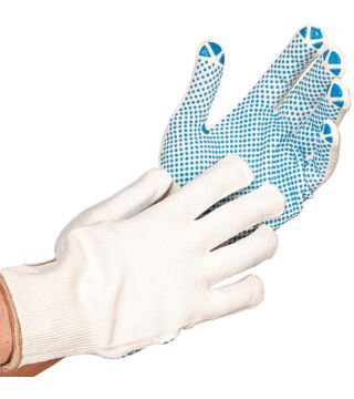 Hygostar Nylon-Cotton knitted glove, STRUCTA II white, single sided nubs