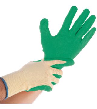 BW-knitted glove SAFETY, latex coating, yellow