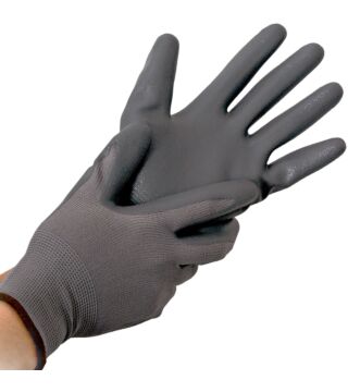 Hygostar fine knitted glove BLACK ACE GREY PU coating, grey
