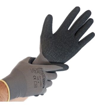 Hygostar fine knitted glove SKILL latex coating, grey