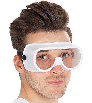 Hygostar full view goggles direct ventilation, white, scratch-resistant